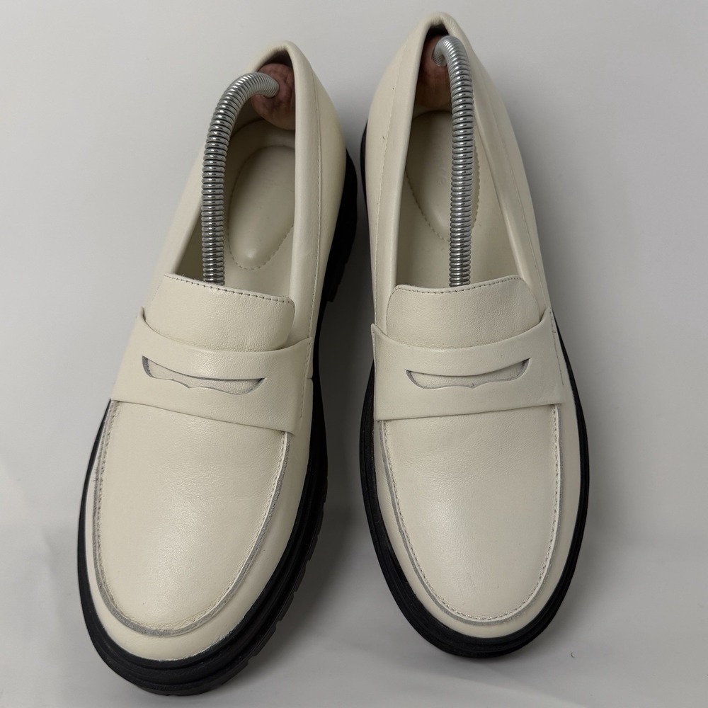 Quince Lug Sole Penny Loafers Womens Size 8.5 White Cream Slip On Platform Shoes